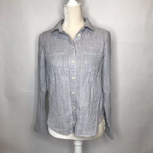 Madewell Tie Back Striped Button Down Top Blue White Size S